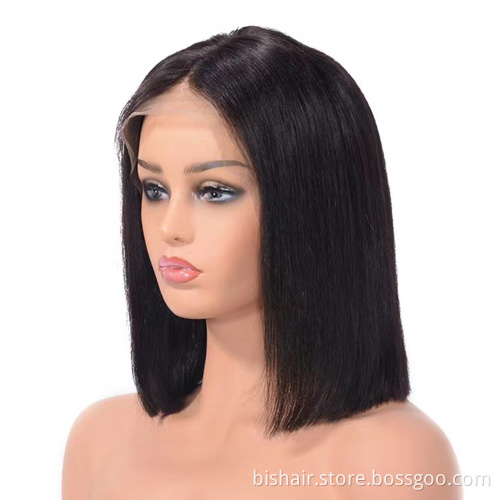 Wholesale13x4Tlace Women's Bob Cut Straight Hair Wig Lace Human Hair Pre-pulled With Hair Brazilian Remy Short Bob Closure Black